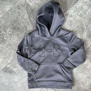Under Armour Gray Pullover Hoodie with Logo Kids Size 5